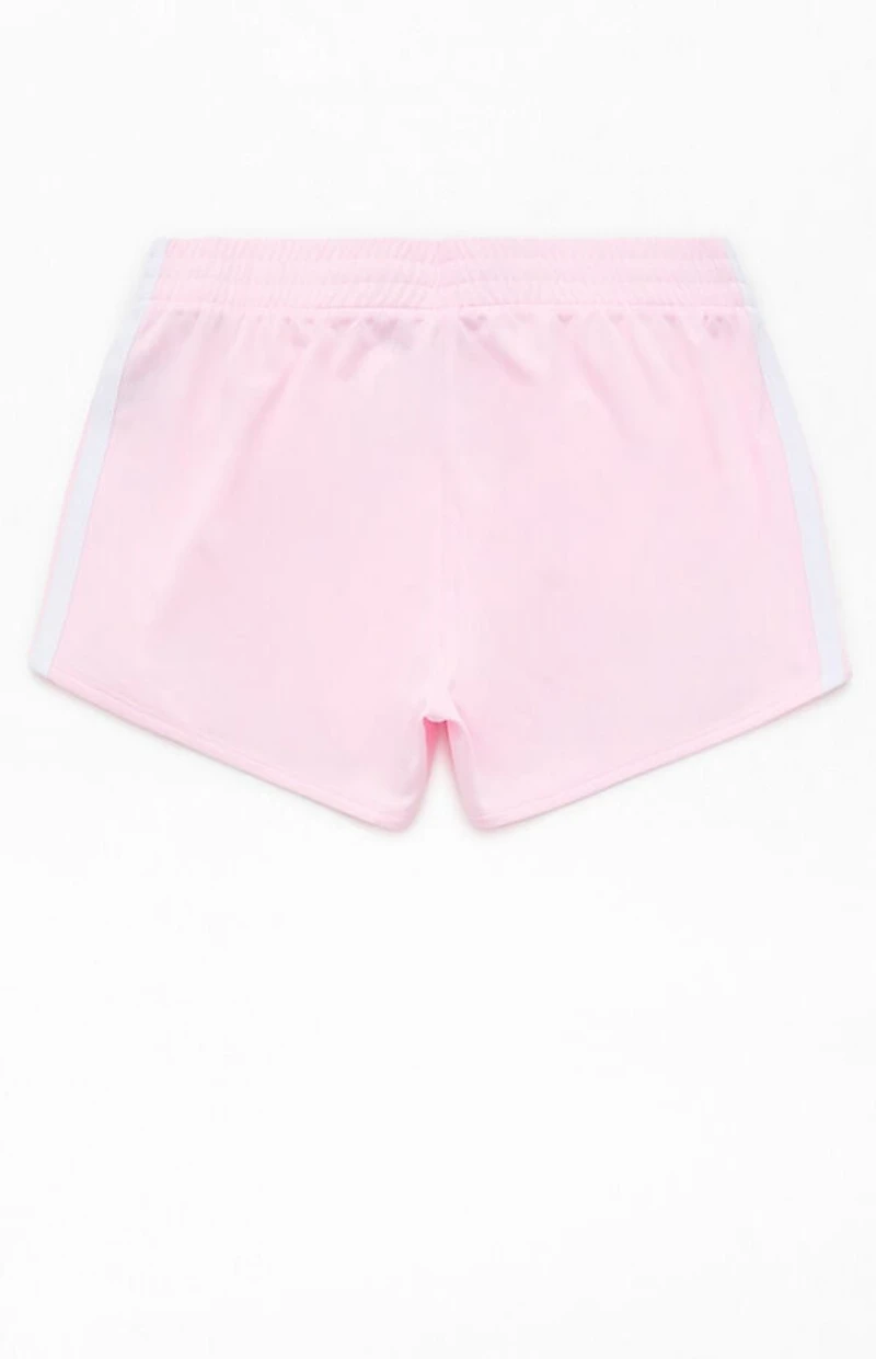 adidas Kids 3 Stripes Pink Pacer Mesh Shorts