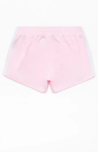 adidas Kids 3 Stripes Pink Pacer Mesh Shorts