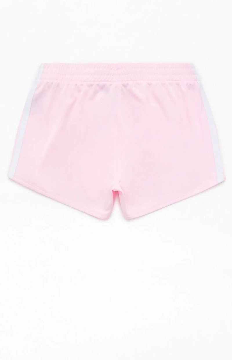 adidas Kids 3 Stripes Pink Pacer Mesh Shorts