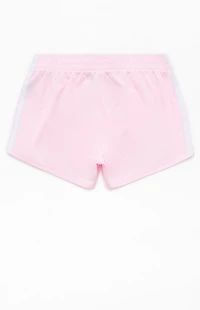 adidas Kids 3 Stripes Pink Pacer Mesh Shorts