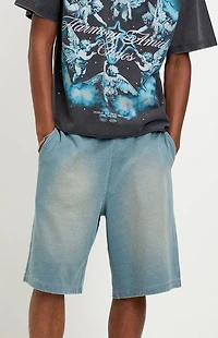 Pacsun Washed Blue Fleece Baggy Sweat Shorts