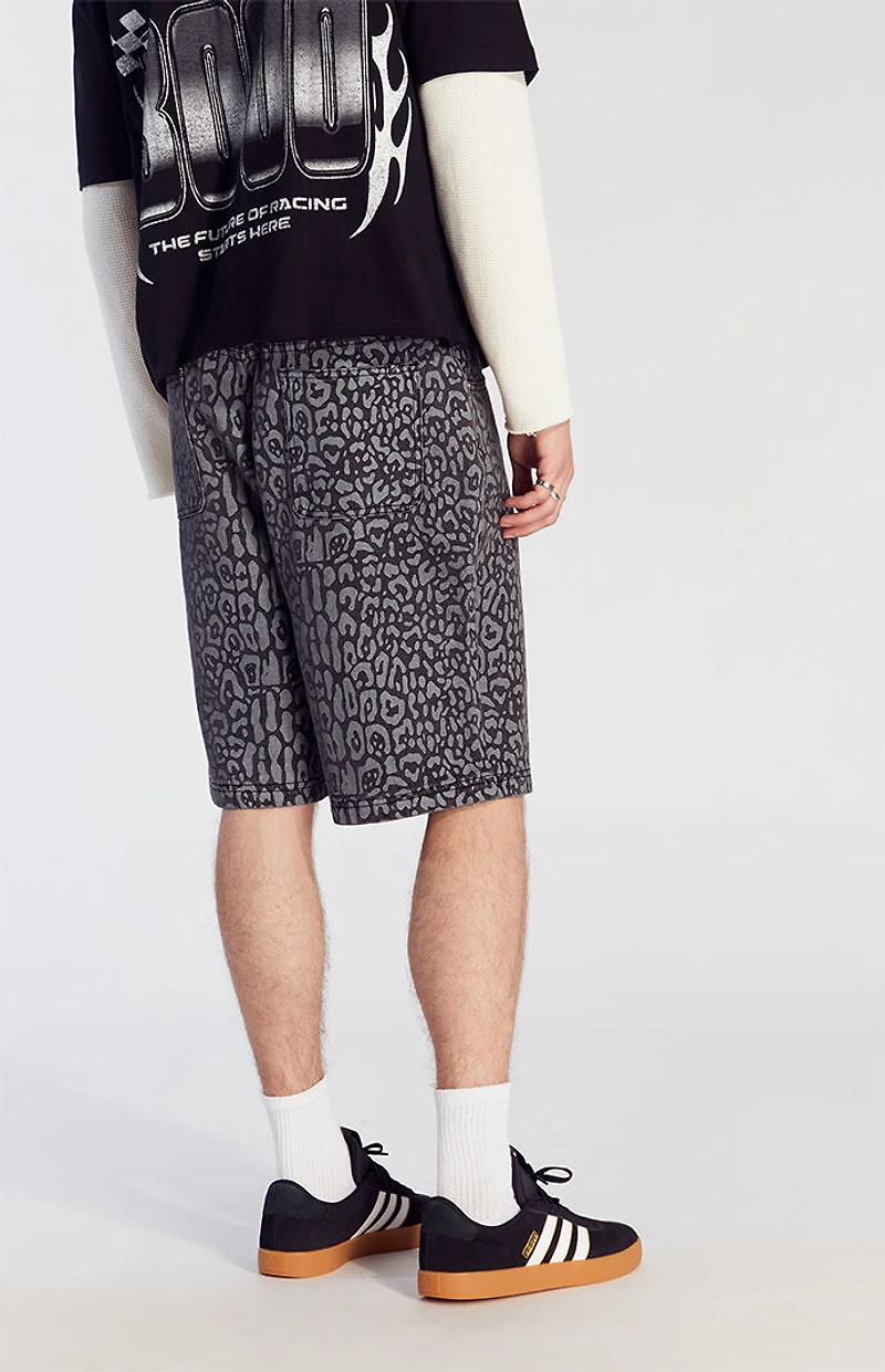 Pacsun Dark Leopard Denim Baggy Shorts