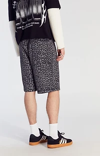 Pacsun Dark Leopard Denim Baggy Shorts