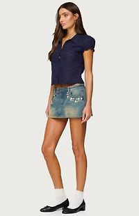 Edikted Lanie Eyelet Tailored Button Up Shirt