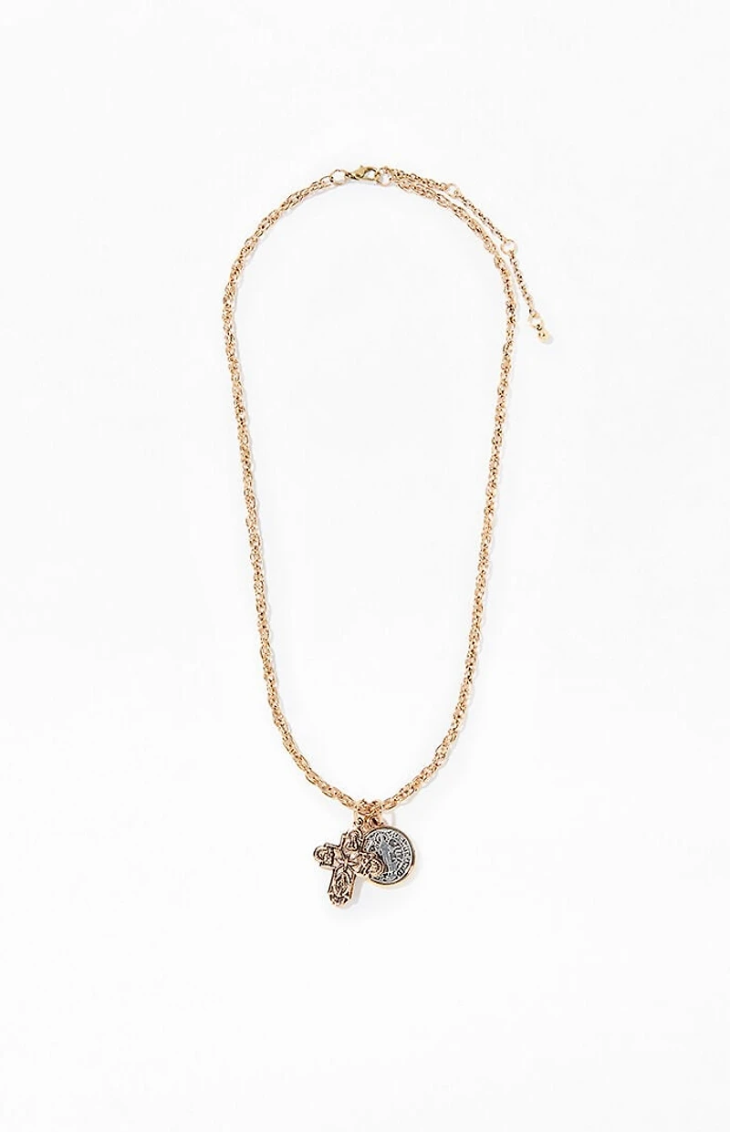 Pacsun Gold Cross Pendant Necklace
