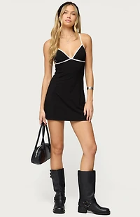 Edikted Laurah Contrast V Neck Mini Dress