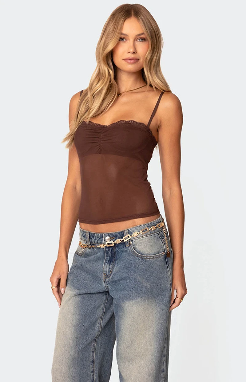 Edikted Elina Sheer Mesh Bra Top