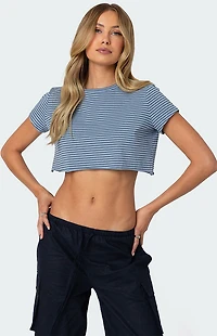 Edikted Stripey Cropped T-Shirt