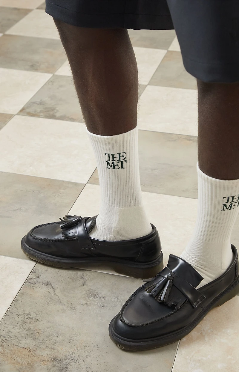The Met x Pacsun Cream Logo Crew Socks