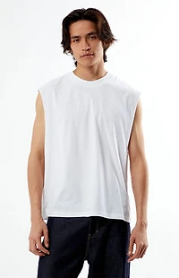 Pacsun White Cut Off Muscle T-Shirt