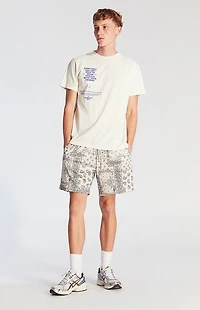 Pacsun Cream Aaron Paisley Mesh Volley Shorts