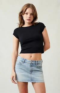 Pacsun Bella Stretch Light Indigo Mid Rise Denim Mini Skirt