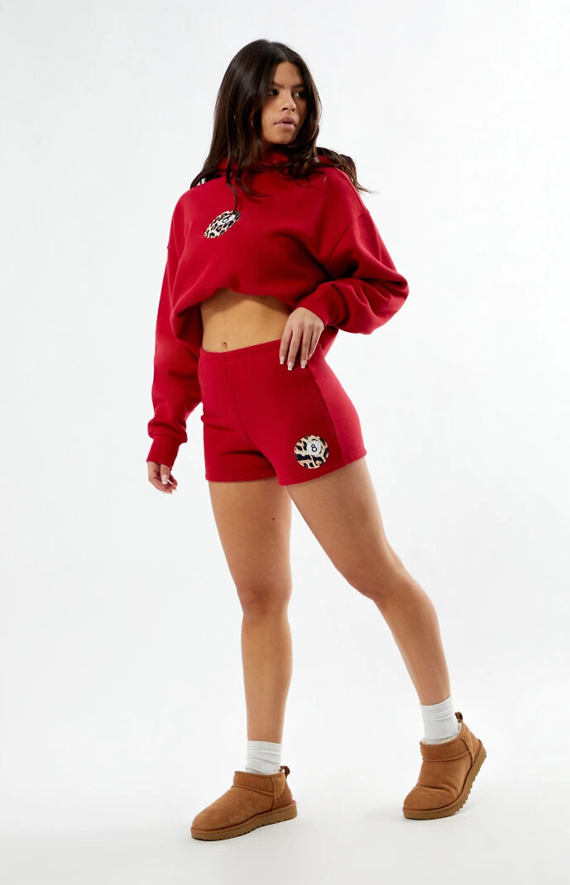 Pacsun Leopard 8 Ball Applique Slim Sweat Shorts