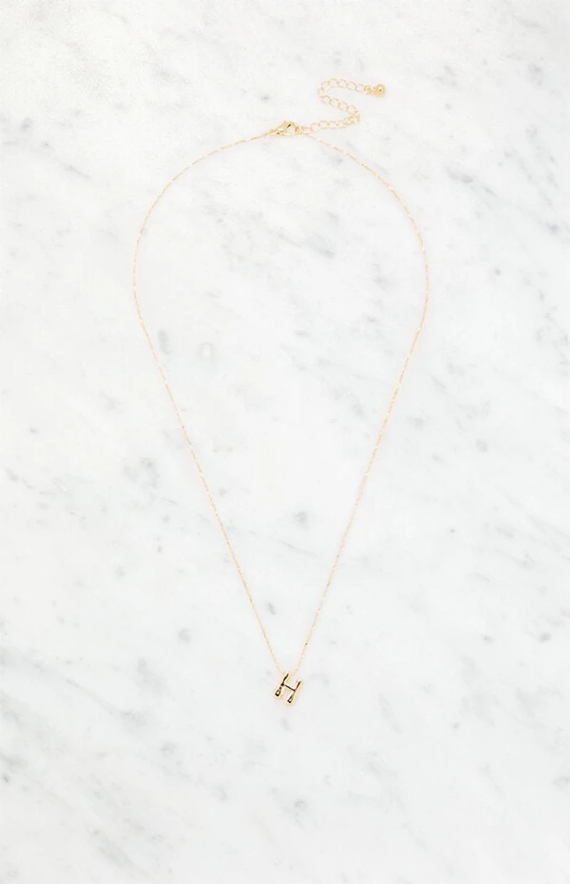 LA Hearts H Initial 14K Gold Plated Necklace