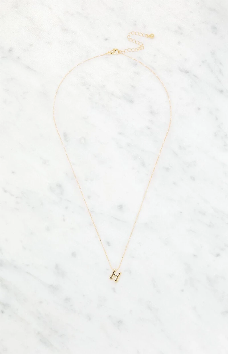 LA Hearts H Initial 14K Gold Plated Necklace