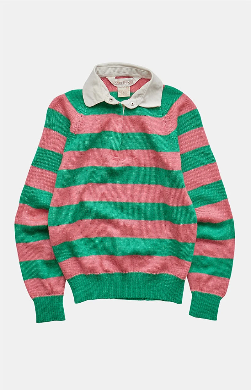 PS VINTAGE '80s Striped Long Sleeve Polo Top