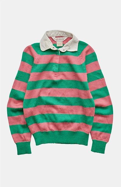 PS VINTAGE '80s Striped Long Sleeve Polo Top