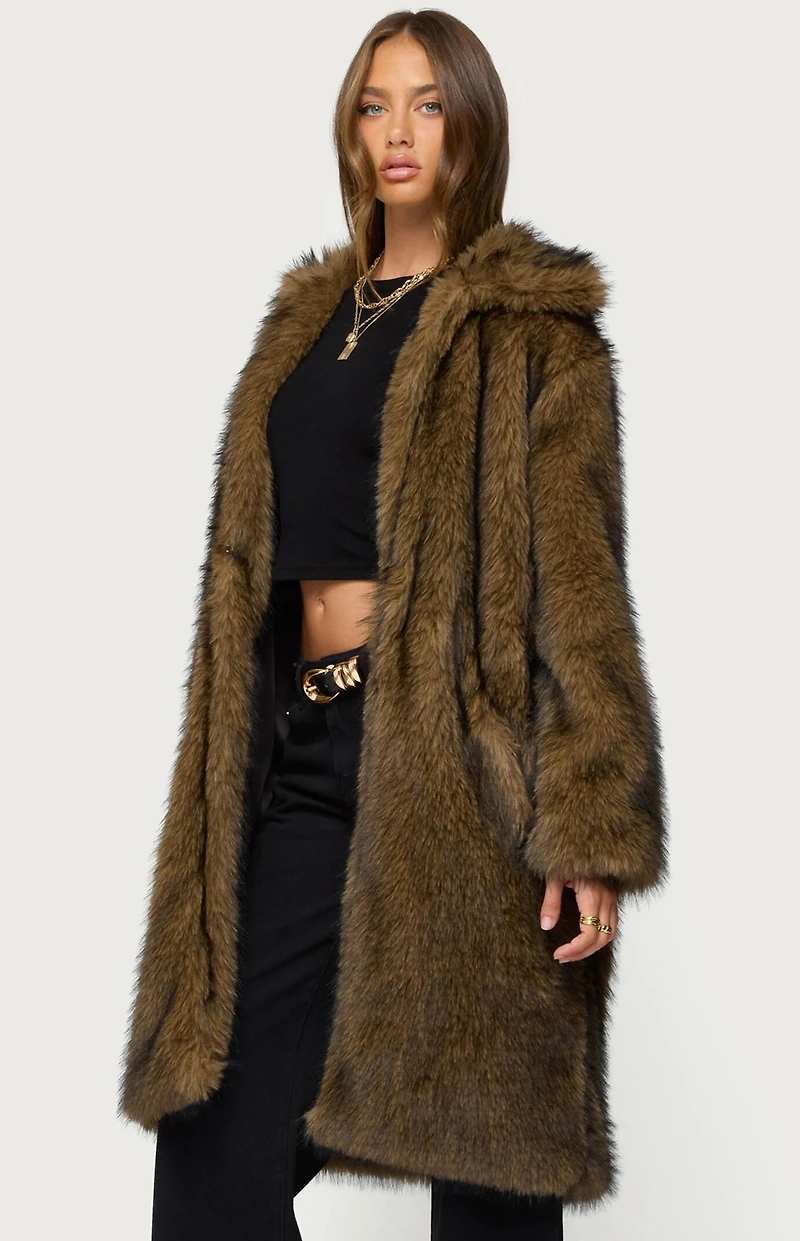 Edikted Saphira Oversized Faux Fur Maxi Coat