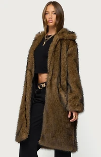 Edikted Saphira Oversized Faux Fur Maxi Coat