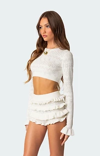 Edikted Delana Embroidered Knit Crop Top