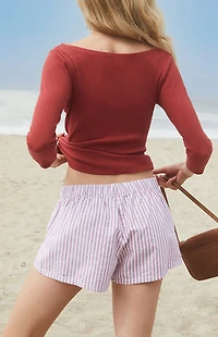 John Galt White & Red Keira Pajama Boxer Shorts