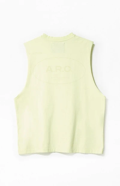 A.R.C. Pale Green Vintage Wash Comfort Cut Off Muscle T-Shirt