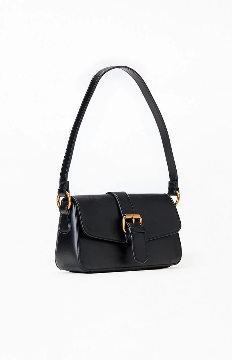 John Galt Faux Leather Buckle Shoulder Bag
