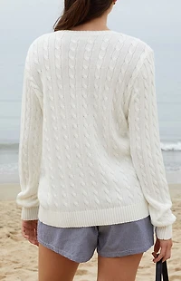 John Galt White Amalie Cable Knit Cardigan