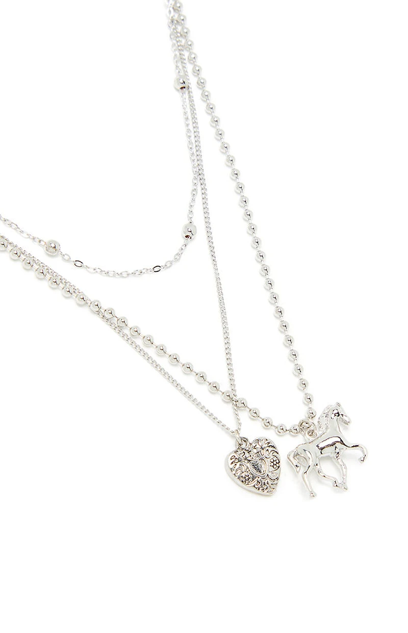 LA Hearts Mustang Layered Necklace