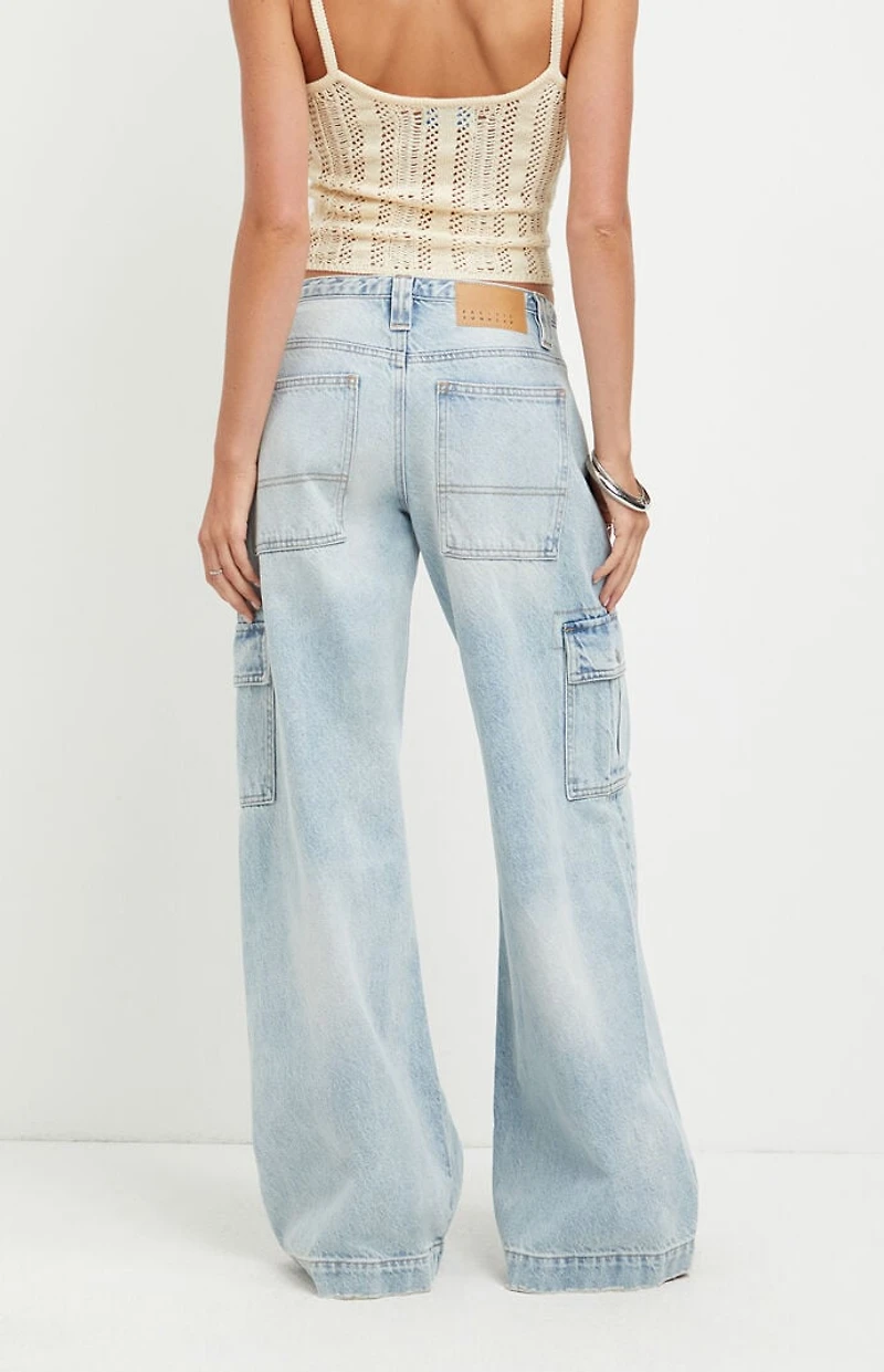 Pacsun Sloane Low Rise Ultra Baggy Jeans Cargo Light Blue