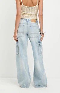 Pacsun Sloane Low Rise Ultra Baggy Jeans Cargo Light Blue