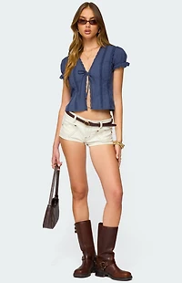 Edikted Cotton Lacey Tie Front Top