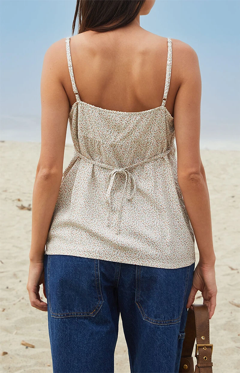 John Galt Light Brown Striped Edith Tank Top