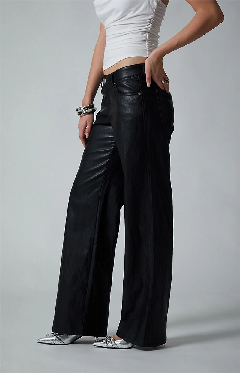 Third Charm Faux Leather Low Rise Baggy Pants