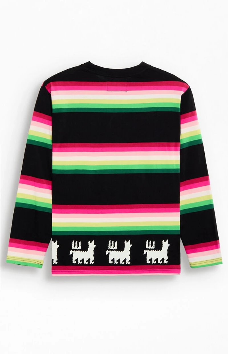 Awake NY Striped Llama Print Long Sleeve T-Shirt