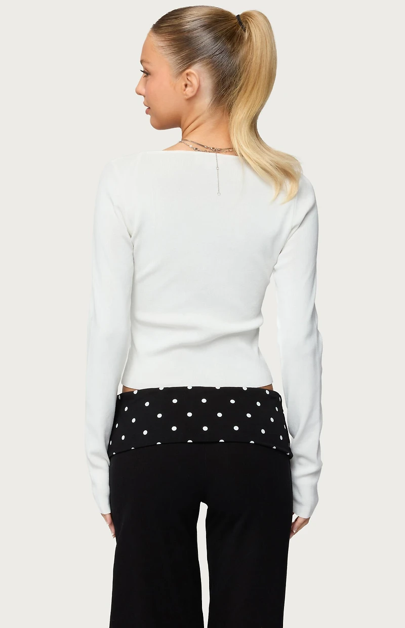 Edikted Deane Button Cutout Square Neck Top