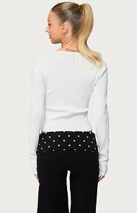 Edikted Deane Button Cutout Square Neck Top