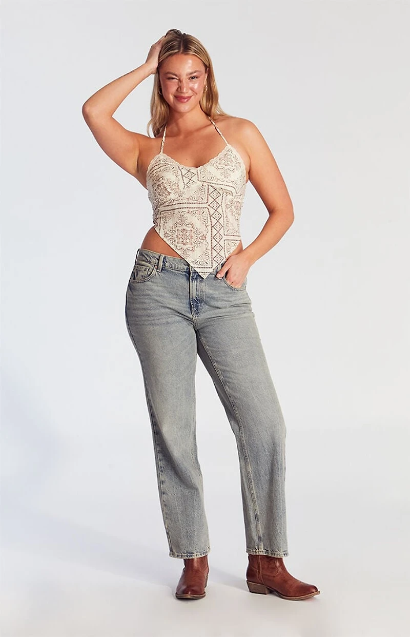 Pacsun Jordyn Low Rise Straight Leg Jeans Medium Indigo