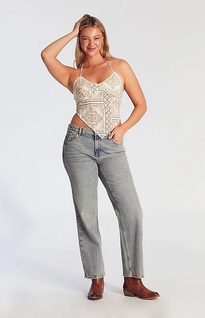 Pacsun Jordyn Low Rise Straight Leg Jeans Medium Indigo