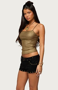 Edikted Anaia Metallic Ribbed Tank Top