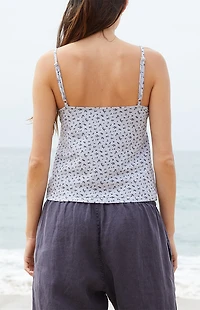 John Galt Blue & Grey Floral Tiffany Tank Top