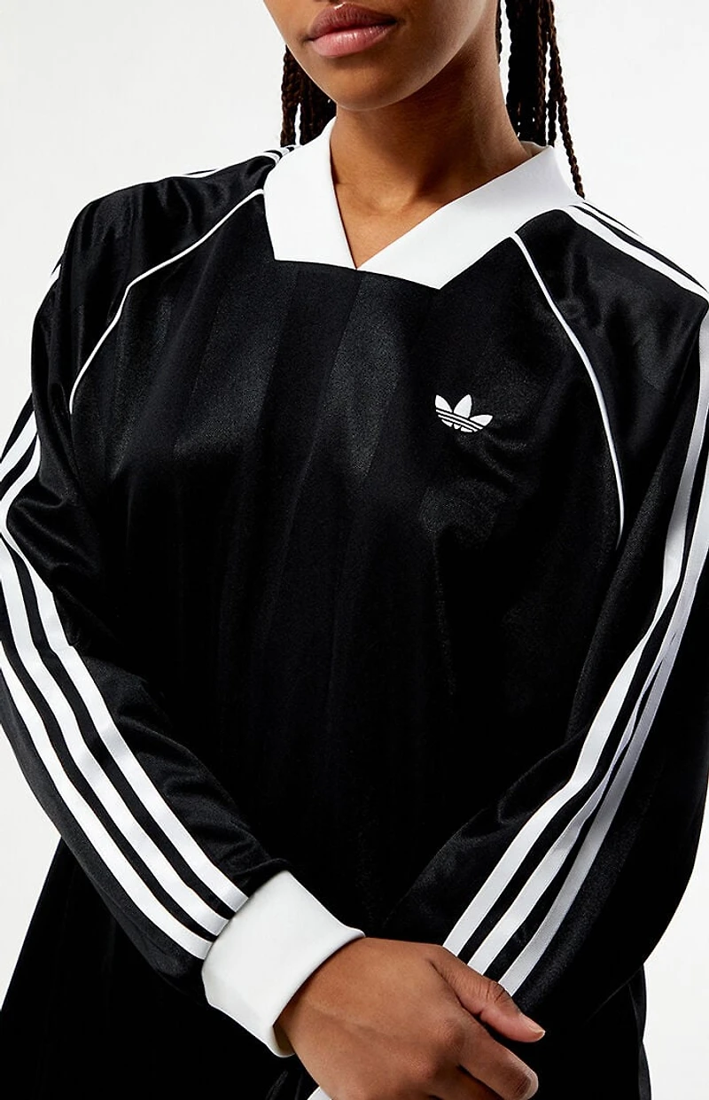 adidas Black 3-Stripes Jacquard Long Sleeve Jersey