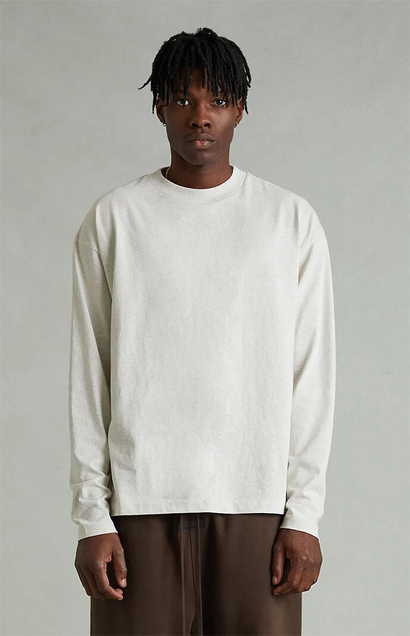 Fear of God ESSENTIALS Heather Oatmeal Classic Long Sleeve T-Shirt