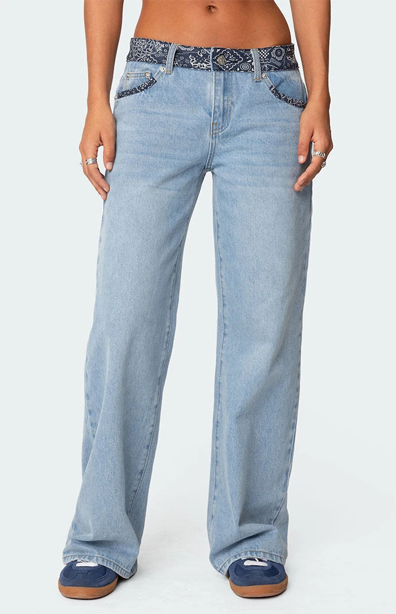 Edikted Bandana Bliss Low Rise Jeans