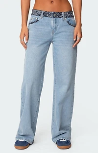 Edikted Bandana Bliss Low Rise Jeans