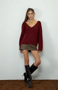 Beverly and Beck Ginger V-Neck Fuzzy Sweater