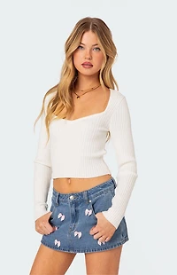 Edikted Misty Scoop Neck Ribbed Top