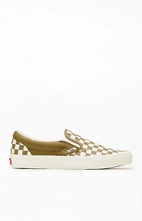 Vans Olive Checkerboard Slip-On Shoes