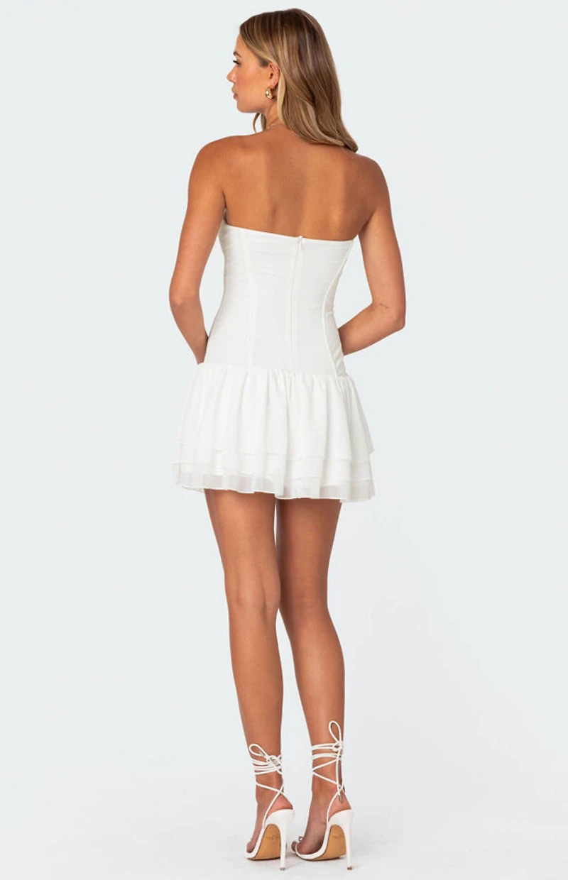 Edikted Mesh & Chiffon Corset Mini Dress