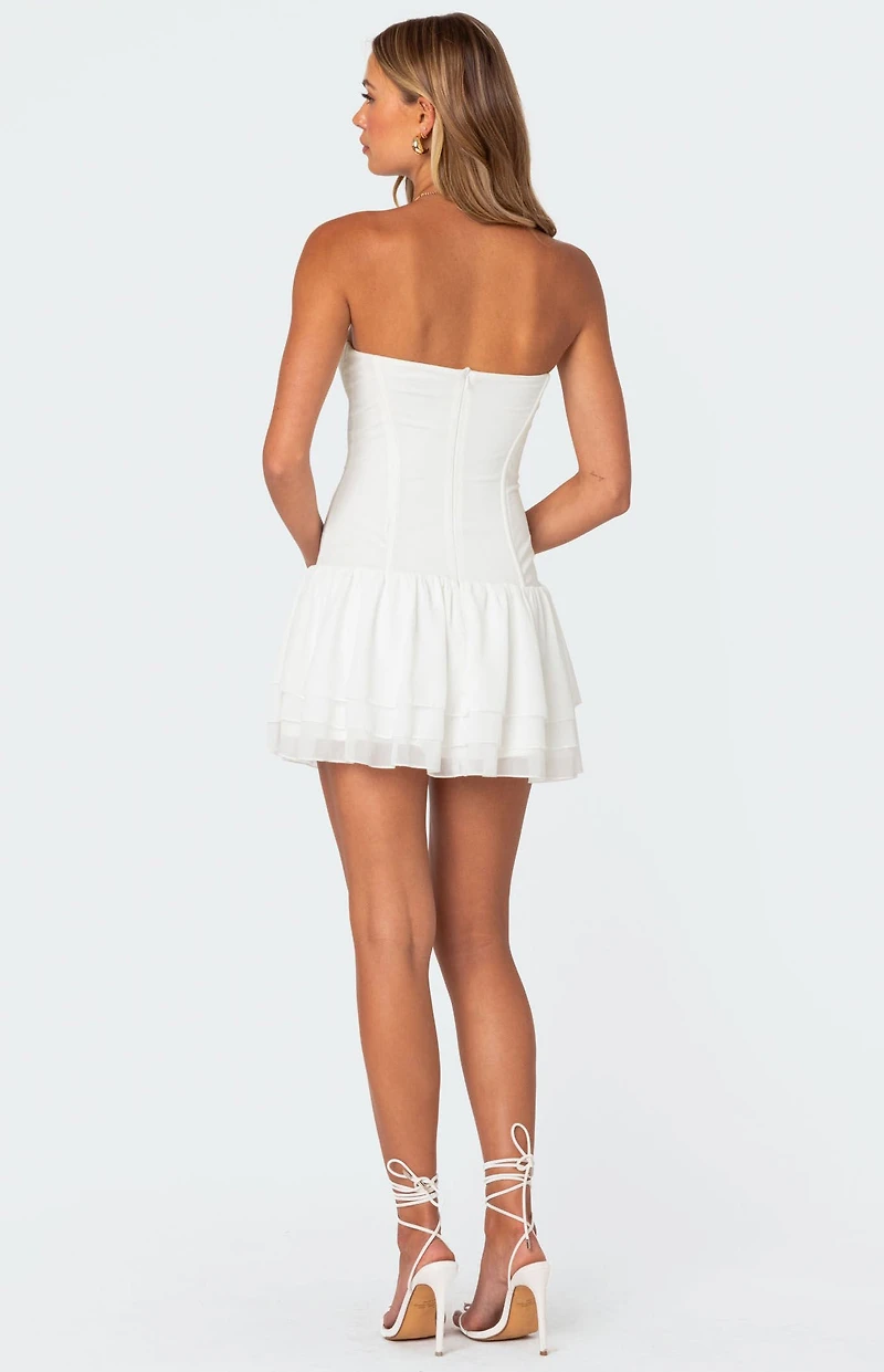 Edikted Mesh & Chiffon Corset Mini Dress
